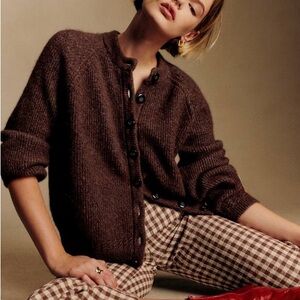 Sézane Othello Cardigan Mocha | Alpaca Knit | Size XS